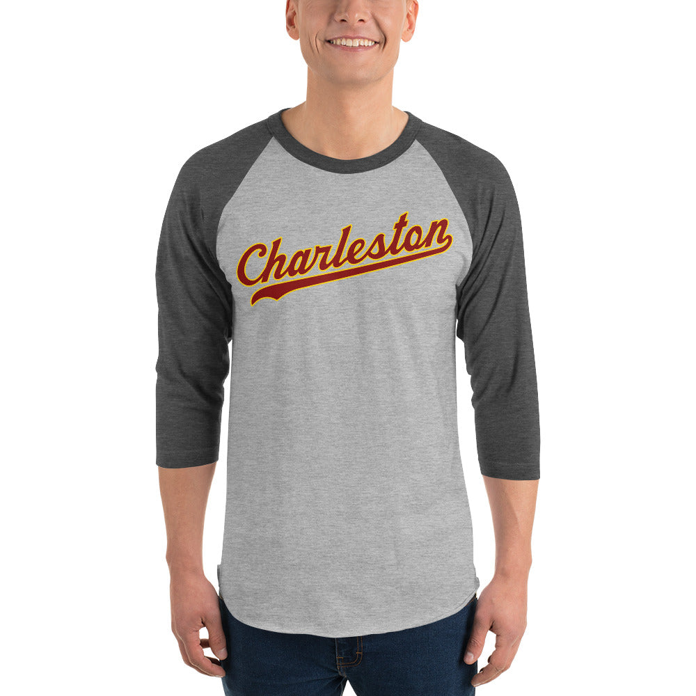 Charleston Cursive 3/4 sleeve raglan shirt