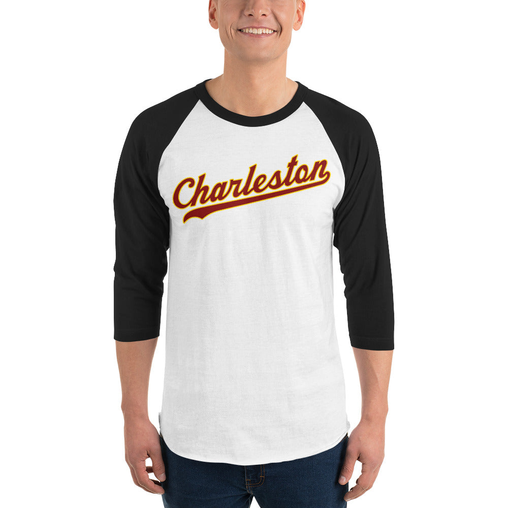 Charleston Cursive 3/4 sleeve raglan shirt