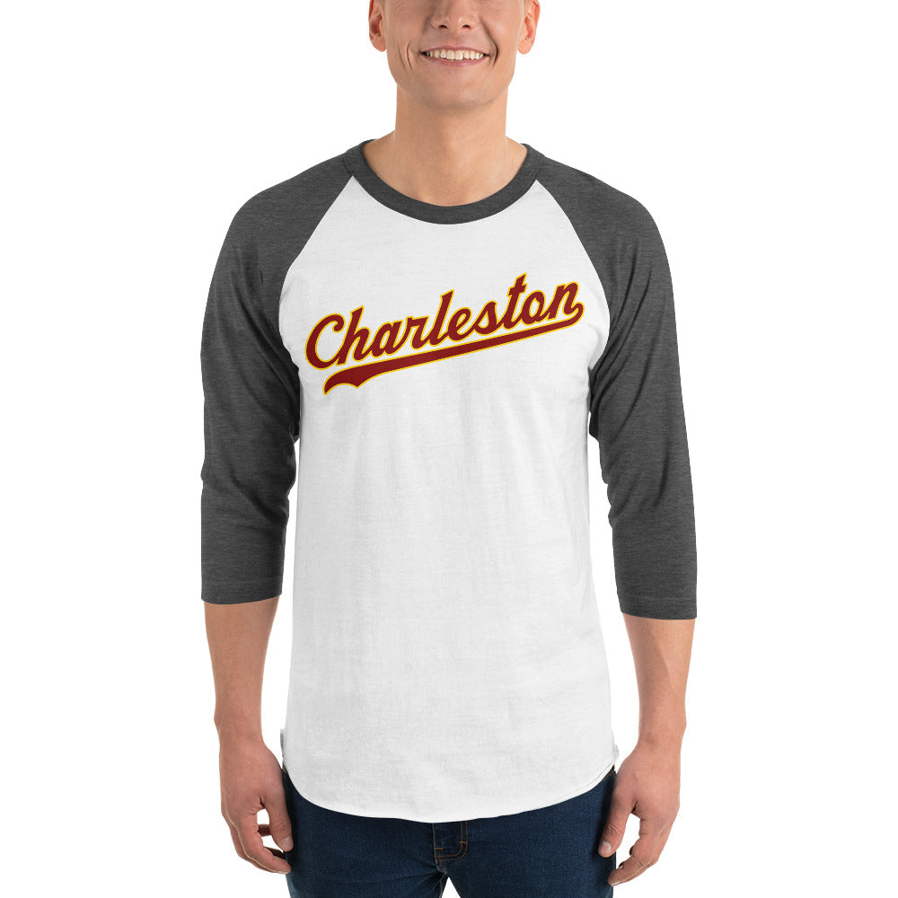 Charleston Cursive 3/4 sleeve raglan shirt