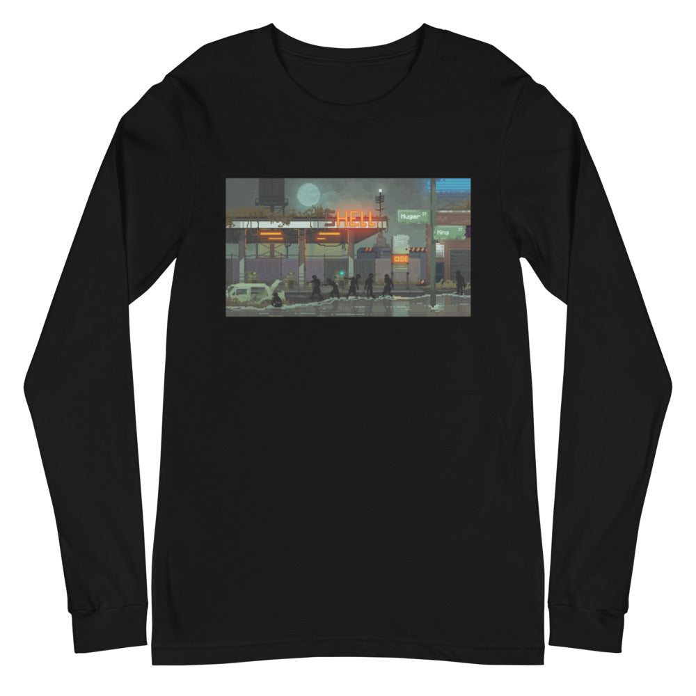 Pixelated Hell Station Unisex Long Sleeve Tee