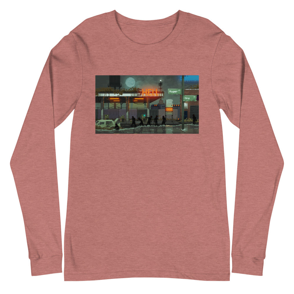 Pixelated Hell Station Unisex Long Sleeve Tee