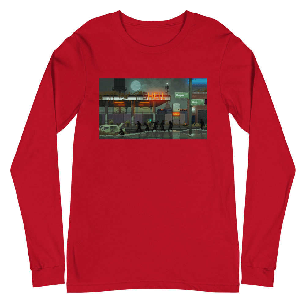 Pixelated Hell Station Unisex Long Sleeve Tee