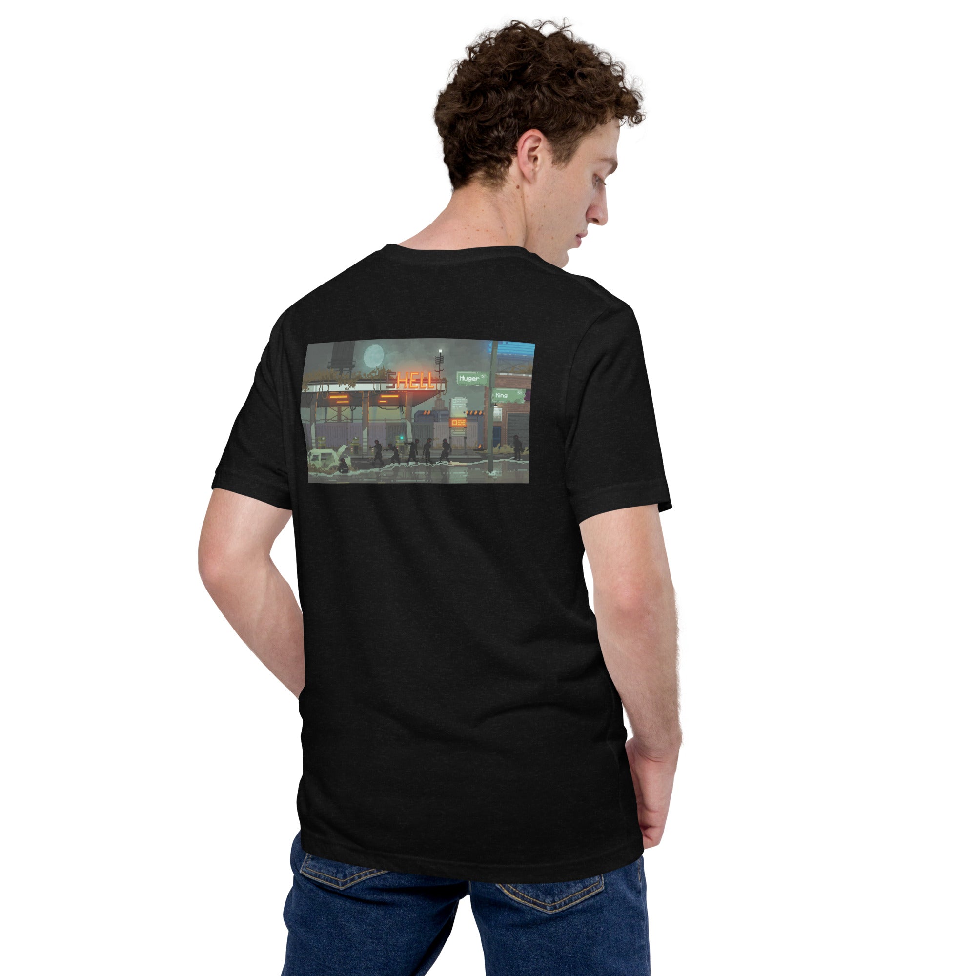 Pixelated Back Hell Station Unisex t-shirt